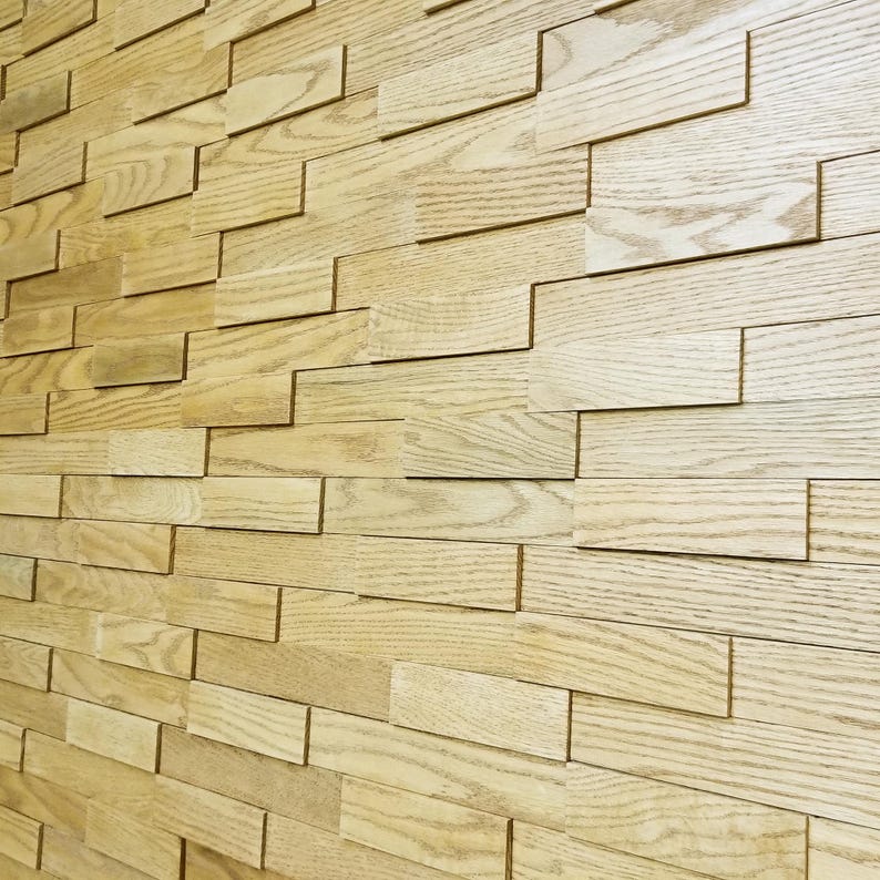 Acoustic Wooden Wall Tiles in various colors, showcasing the 3D brick layout design made from solid wood, perfect for enhancing sound quality in any space.