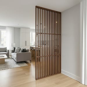 Solid Red Oak Wood Slat Room Divider | Modern Open Space Partition | Decorative Accent Wall Panel | Minimalist Custom Size Wood Screen image 13