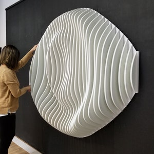 3D white modern parametric wall decor for living room or office