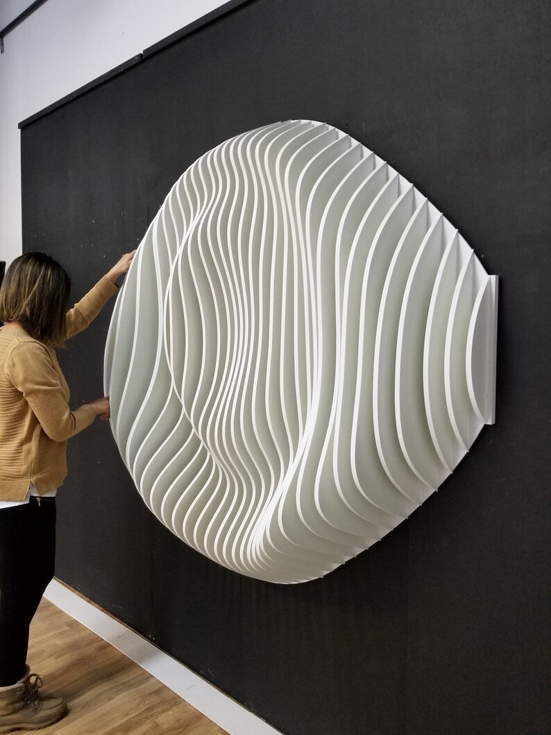 3D white modern parametric wall decor for living room or office