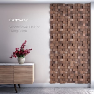 3D Wooden Wall Panel, Acoustic Decor, Mosaic Wooden Tile, Custom Color