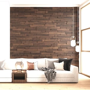 Handmade Acoustic 3D Natural Wood Wall Tiles - Brick Layout Design