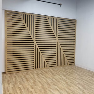 Room dividers, custom size screen, indoor and outdoor partition, hanging modern room divider, Angled Timber Partition, Modern Slatted wall