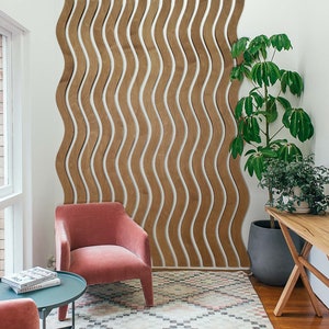 wood slats, curvy panel, wood slat headboard, slat wall, vertical wood slat wall, wood wall panel, home décor diy, 3d wood slat, 3d wooden wall, wood slat accent wall, 3d wall panels, wood acoustic panel, office décor, wall slat panel, wavy panel