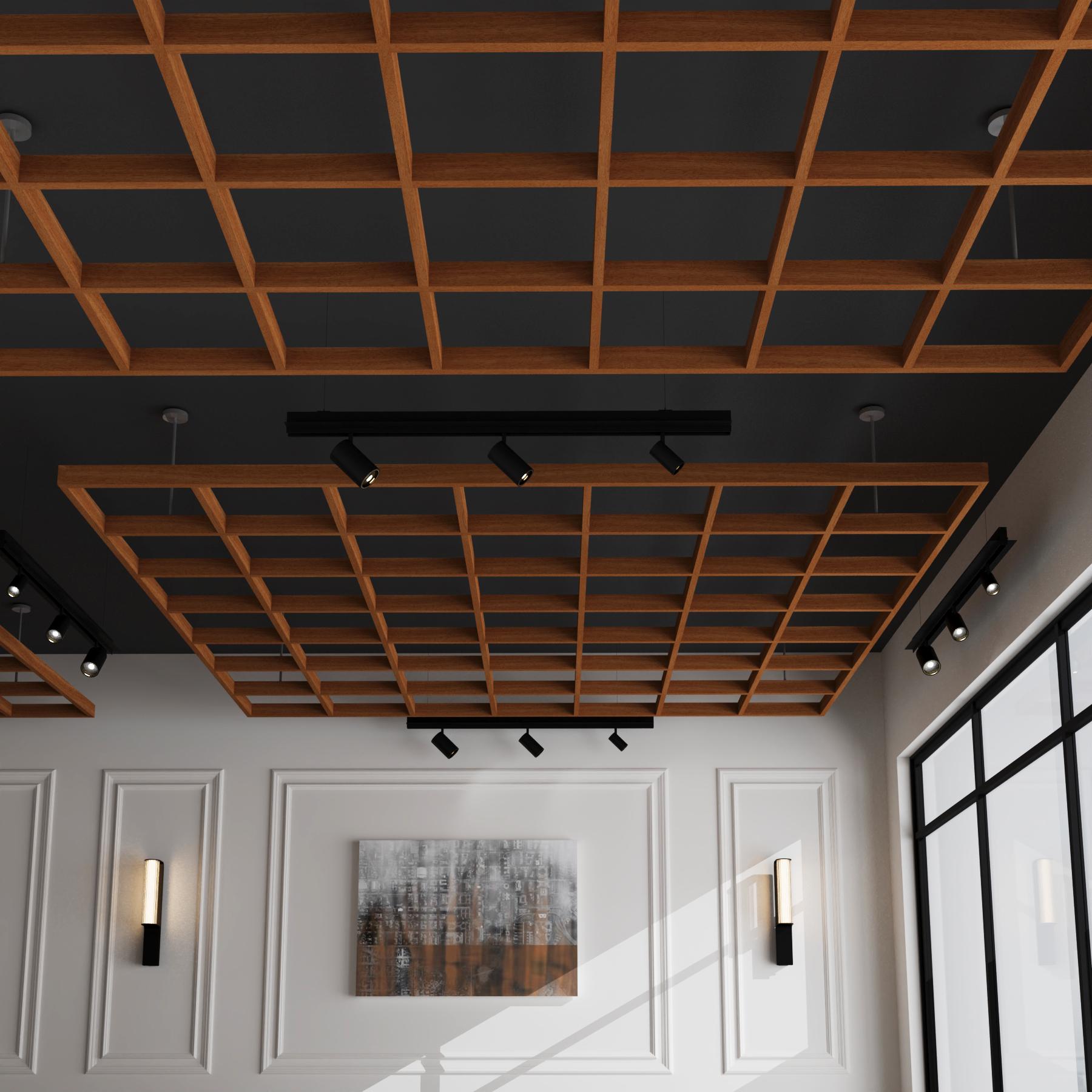 Modern Solid Oak Ceiling Panels – Grid Wood Slat Design, 7 Colors, Easy ...