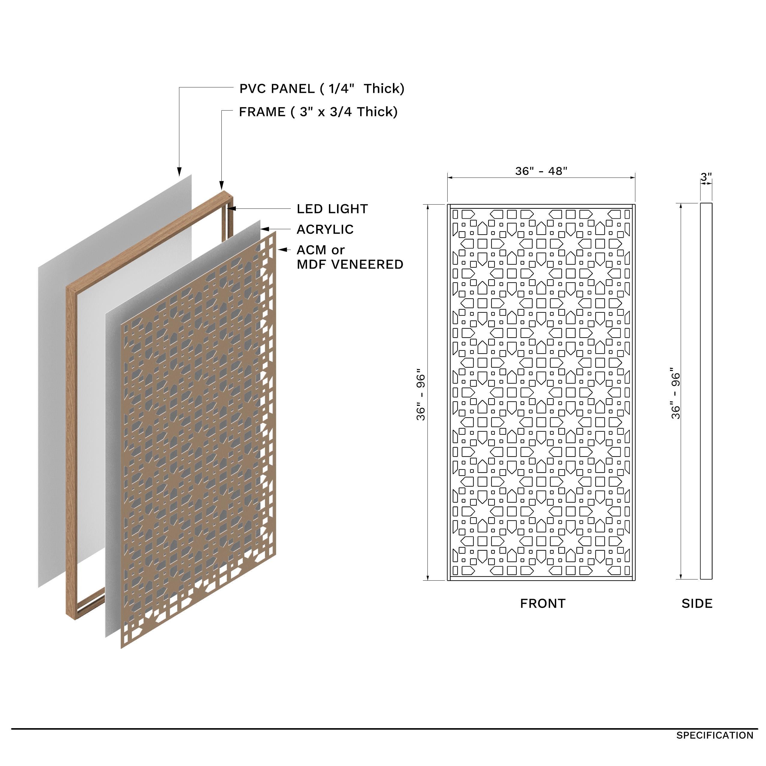Panel Led Wood Patterns Custom LED Wall Panel – Solid Wood Frame With Cnc-cut Decorative ...