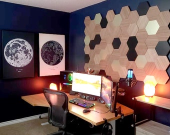 Easy-to-Install Hexagon Honeycomb Wooden Wall Decor