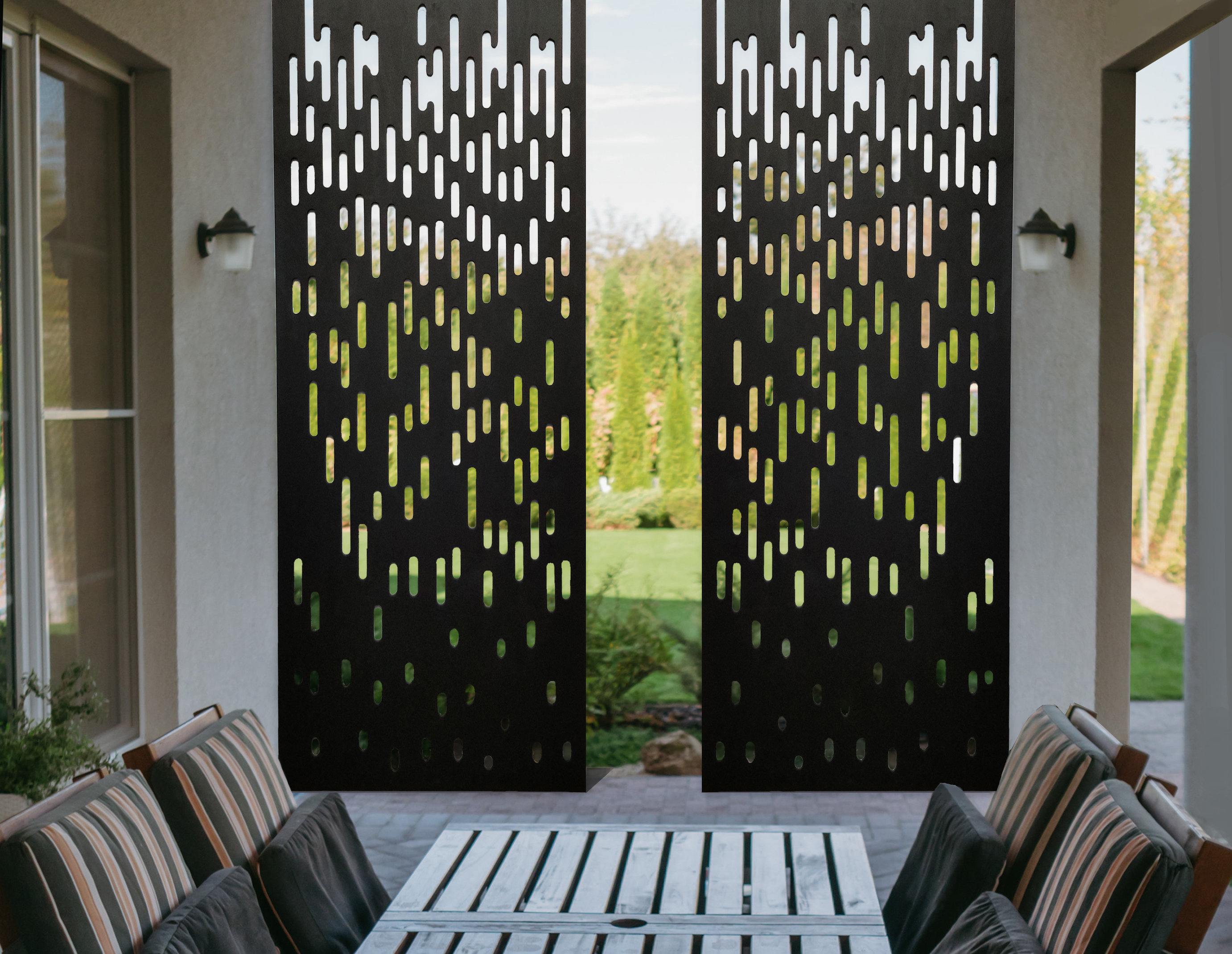 Modern Louvered Wall Divider Sun Shade Privacy Screen Panel for