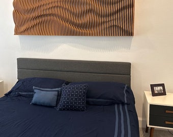 Cabecero de cama con panel de madera paramétrico decorativo para pared.