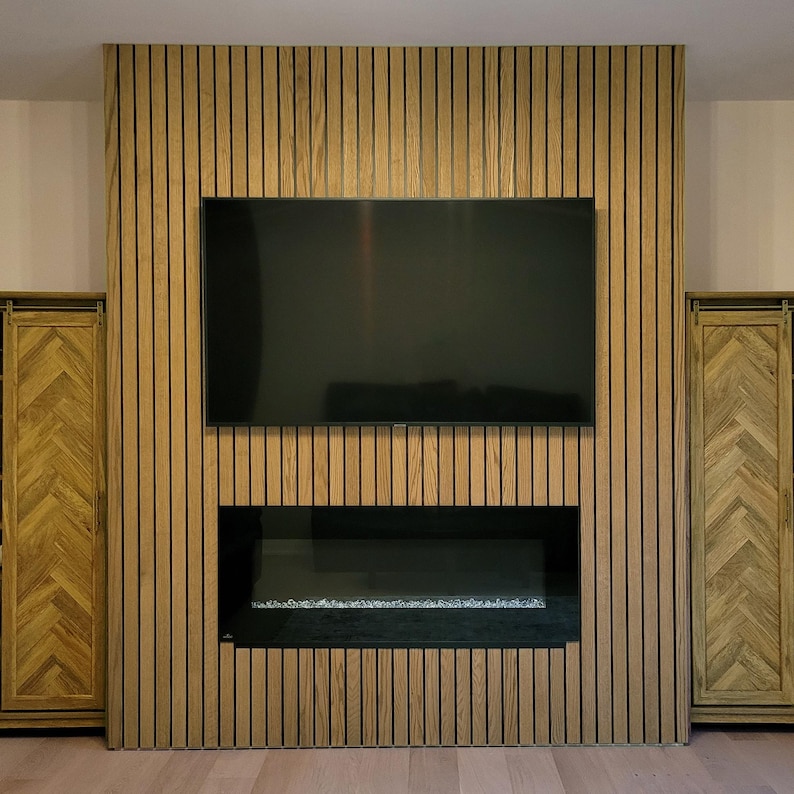 3D Wood Slat Wall Panels , Wooden Wall Slat Panels, Custom Decorative ...