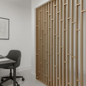 Solid Red Oak Wood Slat Room Divider | Modern Open Space Partition | Decorative Accent Wall Panel | Minimalist Custom Size Wood Screen image 16