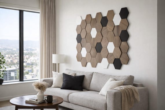 Easy-to-install Hexagon Honeycomb Wooden Wall Decor - Etsy