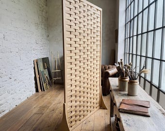 Woven Oak Room Divider | Japandi Privacy Screen | Custom Partition