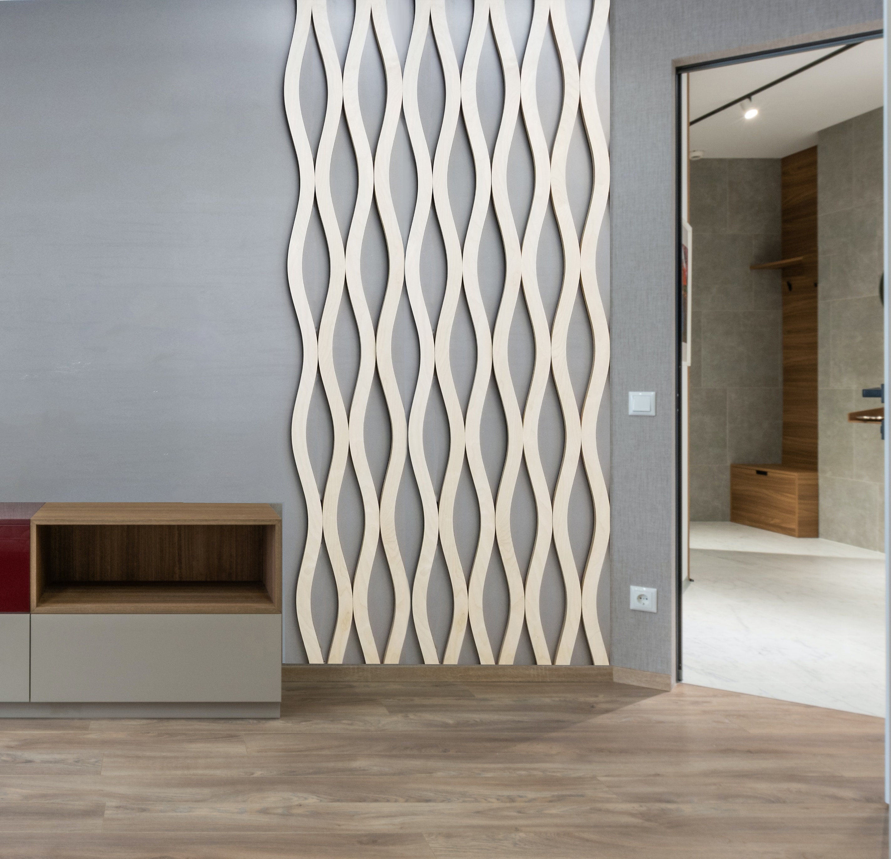 Wavy Wooden Slat Wall Panel – Custom 3D Wooden Wall Art, Decorative Panel in Any Size & Color