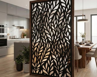 Leaf Pattern Room Divider, Indoor Privacy Screen, Custom Partition