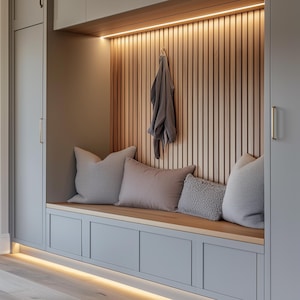 Wood Slat Wall Panels , Wooden Wall slat panels, Custom Decorative Wood Slats, Wood Slats, Easy Installation