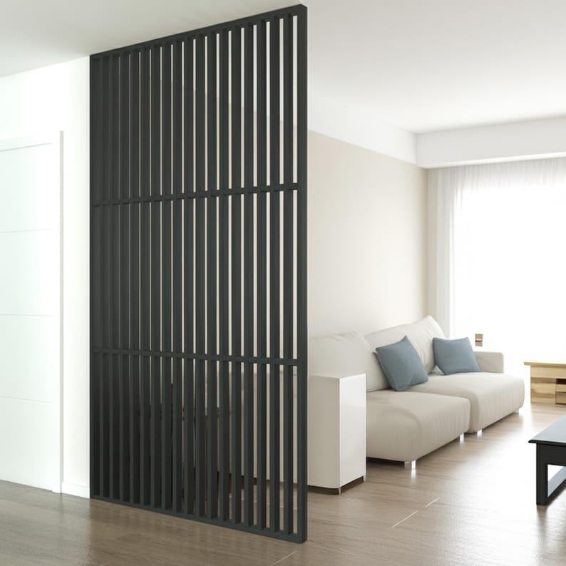 Solid Red Oak Wood Slat Room Divider | Modern Open Space Partition | Decorative Accent Wall Panel | Minimalist Custom Size Wood Screen image 14