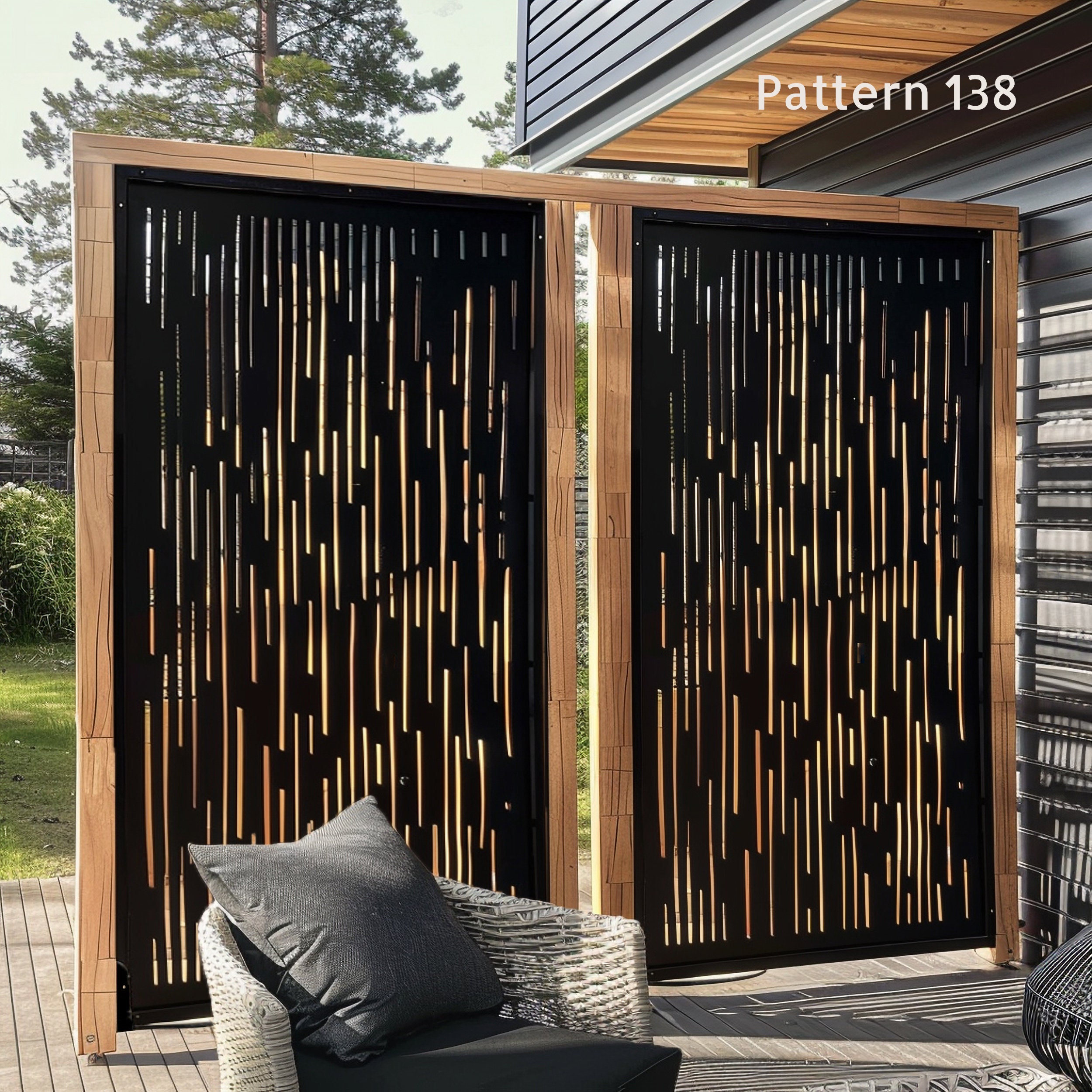 Outdoor privacy screen and garden home art, custom size and pattern