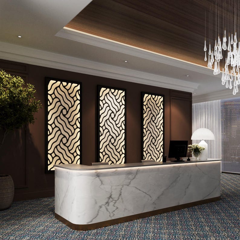Panel Led Wood Patterns Custom LED Wall Panel – Solid Wood Frame With Cnc-cut Decorative ...