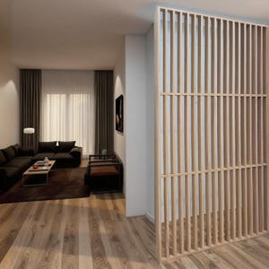 Modern Red Oak Room Divider, Minimalist Wooden Partition, Custom Privacy Screen, Freestanding Home Decor Panel, Handmade Room Separator