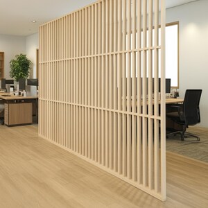 Solid Red Oak Wood Slat Room Divider | Modern Open Space Partition | Decorative Accent Wall Panel | Minimalist Custom Size Wood Screen image 15
