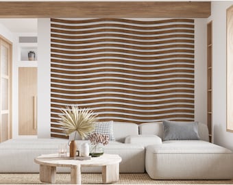 Wood Panel, Curvy Wood Wall Panel, Curvy Wood Slat for Living Room, Custom Panels, Easy Installation