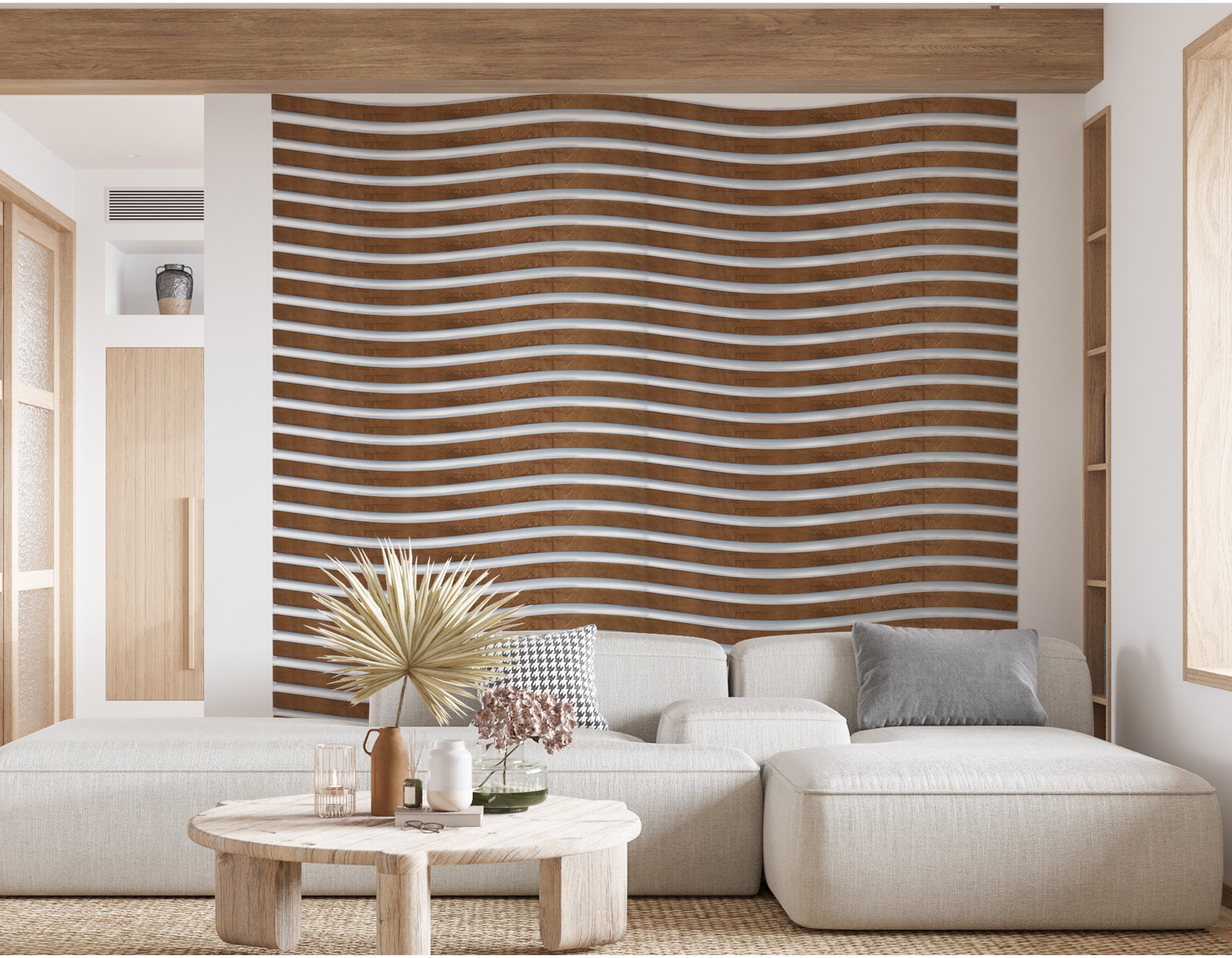 Curved Slatted Wood Wall Panel