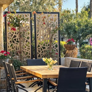 Outdoor Privacy Pergola Screen, Framed or Unframed Birch Plywood, ACM, HDPE, Laser Cut Garden Panel, Patio Divider, Custom Fence Screen