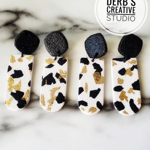 Marble Mix with Accent Drop Earrings - Rectangular