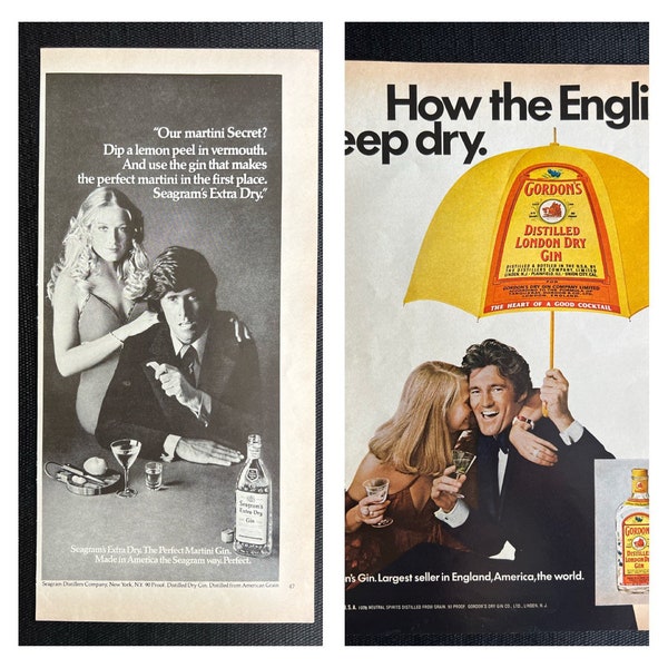 Pair of Vintage Gin Ads from February 1973 Playboy Magazine