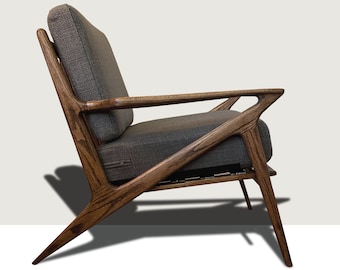 Z Chair. Mid-century Modern Interpretation, Poul Jensen Z-Chair. Solid Wood, Minimalist Lounge Chair