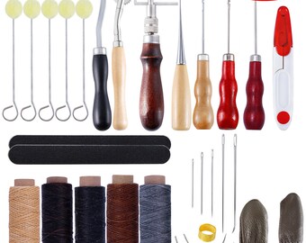 30Pcs Leather Craft Punch Tools Kit Costura Tallado Trabajo De costura Saddle Groover
