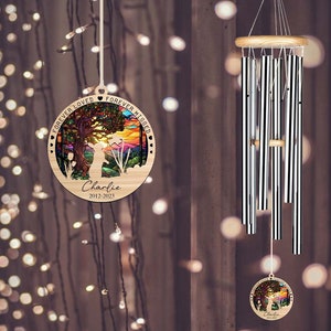 Custom Rabbit Suncatcher Memorial Wind Chime, Pet Loss Sympathy Gift, Bunny Memorial Gift, Forever Loved Forever Missed Indoor Outdoor Decor