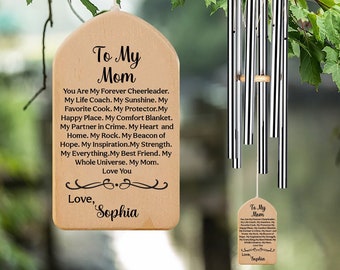 Mother's Day Wind Chime for Mom, Birthday Gift for Mom from Daughter Son, To My Mom Gift, Outdoor Garden Decor, Custom Wind Chime Gift