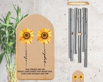 Friends are Like Sunflowers Personalized Wind Chime, Gift for Best Friend, Friendship Gifts, Coworker Leaving Gifts, Friend Farewell Gift