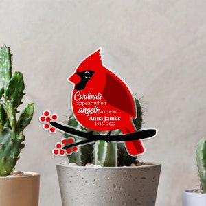 Personalised Cardinal Memorial Acrylic Plaque with Stake, Outdoor Indoor Garden Grave Marker, Father Remembrance Sympathy Memorial Gifts
