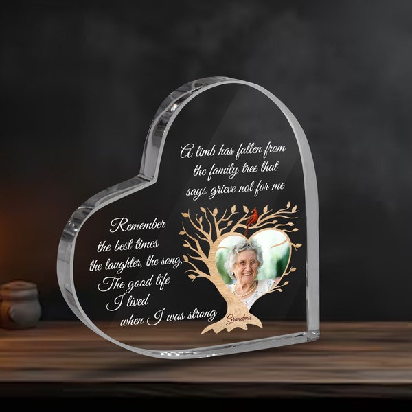 A Limb Has Fallen Personalized Memorial Acrylic Plaque, Loss of Grandma, Loss of Sibling, Loss of Spouse Sympathy Gift, Mothers Day Gift