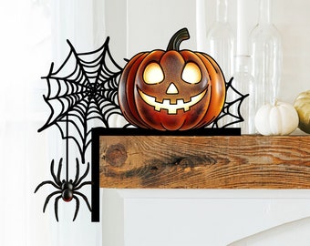 Halloween Pumpkin Spider Web Polywood Door Corner Sign