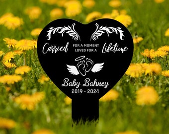 Personalized Angel Baby Memorial Stake, Heart Garden Plaque