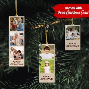 Custom Photo Strip Ornament, Wood Ornament Christmas Gift, Photo Frame Ornament, Xmas Family Gift, Christmas Tree Decor, Personalized Photo