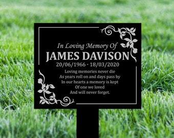 Personalised Memorial Acrylic Plaque Stake - Outdoor Indoor Garden Grave Marker, Memorial Gift In Loving Memory Sign, Remembrance Sympathy