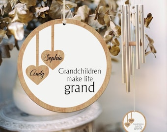 Custom Grandparents Gift, Personalized Wind Chime for Grandparent from Grandchildren, Grandchildren Make Life Grand, Custom Grandkids Names