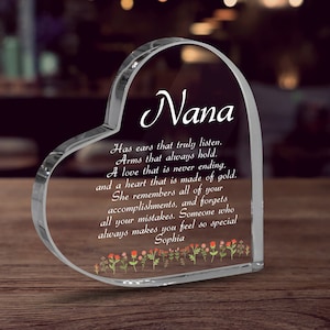 Custom Grandma Heart Acrylic Plaque, Nana Gifts, Grandma Birthday Gift, Custom Grandkids Names, Grandma Keepsake Gift, Christmas Gift
