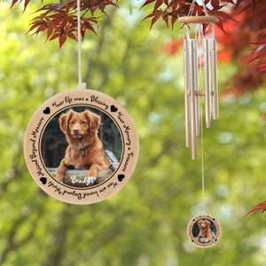 Custom Photo Pet Memorial Wind Chime, Cat Dog Loss Gift, Pet Sympathy Bereavement, Horse Memorial Gift, Personalized Wind Chime