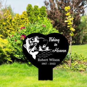 Personalized Memorial Stake, Dad Fishing In Heaven, Fisher Sympathy Gift, Loss Of Dad keepsake, Garden Grave Marker, Dad Fishing Memorial