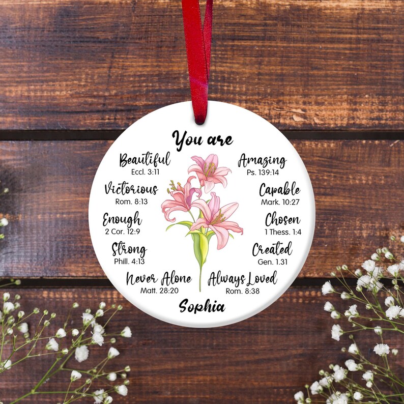 You Are Ornament, Ceramic Ornament, Custom Birth Month Flower Ornament
