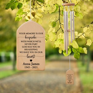 Memorial Personalized Wind Chime, Bereavement Grief Loss Gift, Sympathy Loss of Mother Father In Memory of Loved One, Remembrance Wind Chime