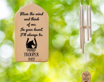 Horse Memorial Wind Chime, Horse Loss Gift, Hear The Wind Pet Sympathy Bereavement Gift,  Horse Memorial Gift, Personalized Wind Chime