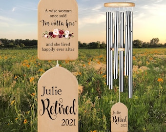 Personalized Retirement Wind Chime, Gift for Retired Teacher, Nurse, Doctor