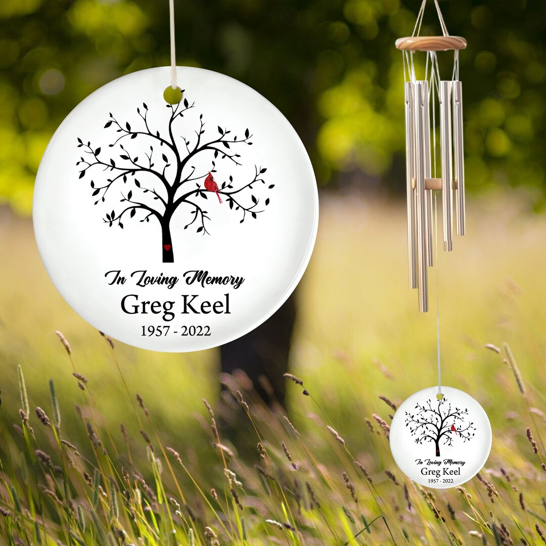 Custom in Loving Memory Wind Chime Ceramic, Memorial Wind Chime, Tree